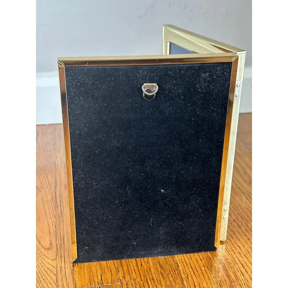 Vintage Burnes State Street Double Hinged Picture Frame 5x7 Gold Book Fold Frame